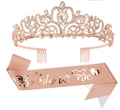 Roségold Junggesellinnenabschied-Set mit Bride to Be Schärpe und Strass-Tiara - Set / Roségold Set