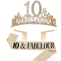 Corona dorata per il 10 compleanno e fascia glitterata con strass scintillanti - 10 Anni Oro