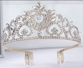 Corona da sposa di lusso in lega dorata con strass bianchi e pettini per capelli per feste - 2# Oro & Bianco