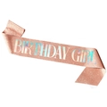 Sparkling rose gold glitter birthday girl sash with holographic text for party decor - Rose Gold Holographic GIRL