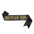 Black glitter birthday king sash with gold foil lettering and safety pin accessory - BIRTHDAY KING