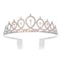 Sparkling silver crown with AB rhinestones and hair combs for birthday party girls - AB Rhinestone Single Tiara