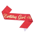 Fascia glitter rossa Birthday Girl con scritte dorate per decorazione di compleanno - Birthday Girl-Rosso con Lettere d'Oro
