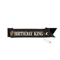 Écharpe noire élégante Birthday King avec paillettes dorées et épingle de sûreté - Taille unique / BIRTHDAY KING