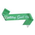 Sparkly green Birthday Girl sash with glitter finish and crown for party decor - Birthday Girl-Green