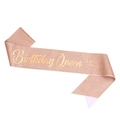 Rose gold glitter birthday queen sash with golden crown and artistic lettering - Birthday Queen-Rose Gold