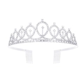 Sparkling silver rhinestone birthday crown headband with integrated side hair combs - Silver Single Tiara
