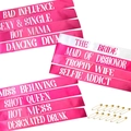 Bachelor party sash set with 11 rose red and 1 white satin ribbons with gold pins - Rose Red Sashes Only Set
