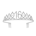 Corona d'argento per il 16° compleanno con strass scintillanti e pettini integrati - Set Fascia e Tiara / 16 Anni Argento