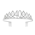 Corona argento 40 compleanno con strass e pettini per capelli per feste donna - Set Fascia e Tiara / 40 Anni Argento
