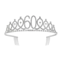 Elegant silver 60th birthday crown with sparkling rhinestones and integrated hair combs - Sash Tiara Set / 60 Years Old Silver