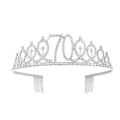 Silver 70th birthday tiara for women with white crystal rhinestones and side hair combs - Sash Tiara Set / 70 Years Old Silver