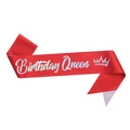Red Birthday Queen sash with holographic lettering for birthday party decoration - Birthday Queen-Red Holographic