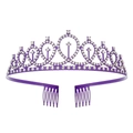 Sparkling purple rhinestone birthday tiara with hair combs for party decoration - Purple Single Tiara