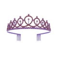 Sparkling purple rhinestone birthday tiara crown with side hair combs for girls - Purple Purple-Diamond Tiara