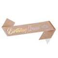 Rose gold glitter sash with Birthday Queen text and gold crown for birthday party decor - Birthday Queen-Rose Gold Holographic