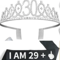 Funny 30th birthday set with silver rhinestone 30 crown and black I AM 29+ sash - Sash Tiara Set / I AM 29+ Silver Tiara Black Sash
