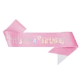 Fascia rosa glitterata con testo laser argento per il 4° compleanno di una ragazza - Taglia unica / 4Y