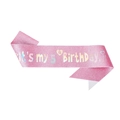 Fascia rosa glitter 'It's my 5th Birthday' con scritte laser e piccoli cuori - Taglia unica / 5Y