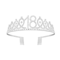 Elegant silver 18th birthday crown with shimmering rhinestones and hair combs - Sash Tiara Set / 18 Years Old Silver