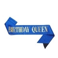 Deep blue glitter sash with golden Birthday Queen text for girls' party decoration - Dark Blue Gold QUEEN Sash
