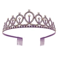 Sparkling purple birthday tiara for girls with iridescent rhinestones and hair combs - Purple AB Rhinestone Tiara
