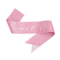 Banda de cumpleaños Sweet 16 rosa brillante con corona holográfica y textura sutil - Banda de Cumpleaños Rosa Sweet 16