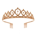 Sparkling gold tiara with amber rhinestones and side combs for secure birthday styling - Champagne Single Tiara