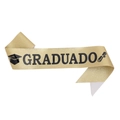 Detalle de banda Graduado con purpurina dorada e iconos de birrete para graduaciones - Talla única / Dorado