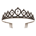 Gothic black rhinestone birthday tiara crown with side hair combs for secure party styling - Black Crown