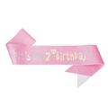 Écharpe rose scintillante avec lettrage holographique It's my 2nd Birthday pour filles - Taille unique / 2ème Anniversaire