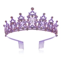 Barock-Brautkrone Haarkamm in Lila mit Tropfen-Edelsteinen und funkelnden Strasssteinen - Lila Basis - Lilafarbener Strass