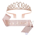 30th birthday set with rose gold rhinestone crown and pink 30 & Fabulous sash - Sash Crown Pin Set / 30th Birthday Rose Gold (Style 2)