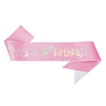 Écharpe d'anniversaire rose pailletée avec texte It's my 3rd Birthday holographique - Taille unique / 3ème Anniversaire