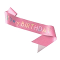 Pink glittery birthday sash with iridescent It's my BIRTHDAY text for party - Sash Set / Pink With Holographic Letters