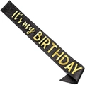 Écharpe d'anniversaire noire scintillante avec texte doré pour décoration de fête - Ensemble d'écharpes / Tissu Noir Avec Lettres Dorées