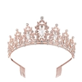Elegant rose gold bridal tiara with sparkling teardrop crystals and secure hair combs - Rose Gold White Rhinestones