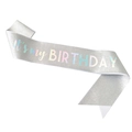 Écharpe d'anniversaire pailletée argentée avec texte holographique It's my BIRTHDAY - Ensemble d'écharpes / Argent Avec Texte Holographique