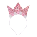 Pink birthday crown headband with number 4 and decorative foam roses for girls - 4th Birthday Headband