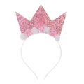 Pink glitter crown headband with number 7 and foam roses for girls' 7th birthday - 7th Birthday Headband