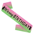 Écharpe d'anniversaire pailletée rose et verte avec texte It's my BIRTHDAY - Dégradé Rose Vert (Its My Birthday)