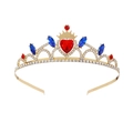 Tiara dorata con cristalli a cuore rossi e zaffiri blu per matrimoni o travestimenti - Corona 1