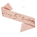 Fascia glitter oro rosa con scritta It's my 5th Birthday per decorazione 5° compleanno - 5° Compleanno (Oro Rosa)