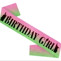 Écharpe Birthday Girl dégradé rose et vert avec effet pailleté et motifs couronne - Dégradé Rose Vert (Birthday Girl)