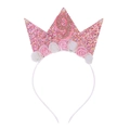 Pink glitter crown headband with number 9 and foam roses for girls' 9th birthday celebration - 9th Birthday Headband