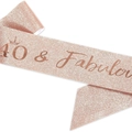 Fascia glitter oro rosa 40 & Fabulous con corona per decorazione festa di 40 anni - 40 & Fabulous (Oro Rosa)