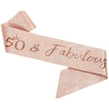 Fascia glitterata oro rosa con scritta 50 and Fabulous e corona per festa di compleanno - 50 & Fabulous (Oro Rosa)