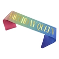 Fascia arcobaleno Birthday Queen con scritte dorate per decorazione compleanno - Lettera Oro Regina del Compleanno