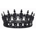 Baroque black crystal bridal crown with Gothic teardrop stones on a white background - All Black