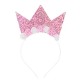 Pink glitter birthday crown headband with number 3 and foam roses for girls - 3rd Birthday Headband